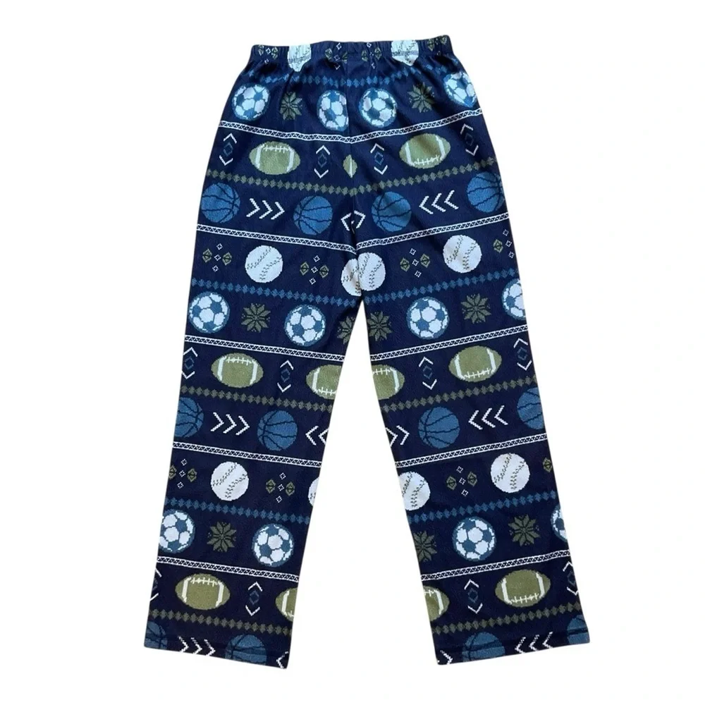 4/$25 Saint Eve Boys Wide Leg Fleece Pajama Pants Size 12 Sports Print